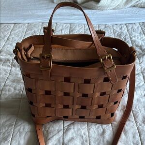 Brown Woven Leather Tote Bag